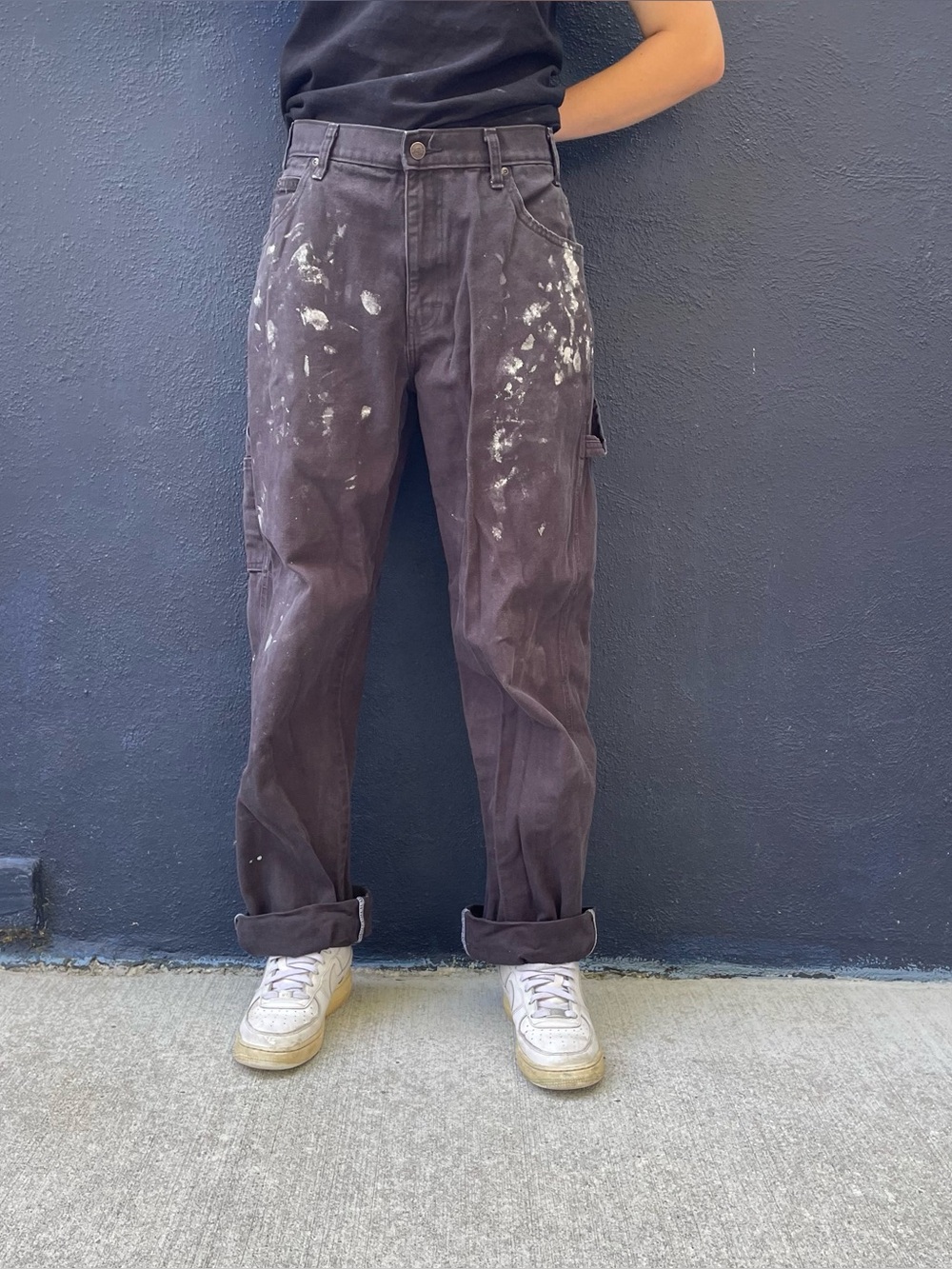 Black Dickies heavy duty paint splattered carpenter pants size 34x34
